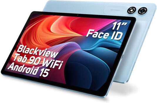Blackview 11 Pulgadas Tablet,Android 15 Tab 90Wifi,12GB RAM+128GB ROM/1TB TF Gaming Tableta,Widevine L1/8200mAh/5G WiFi/Octa Core/GPS/WPS/8MP+13MP/Face ID/Bluetooth 5.0/2 Altavoces/3.5mm Jack Tablets