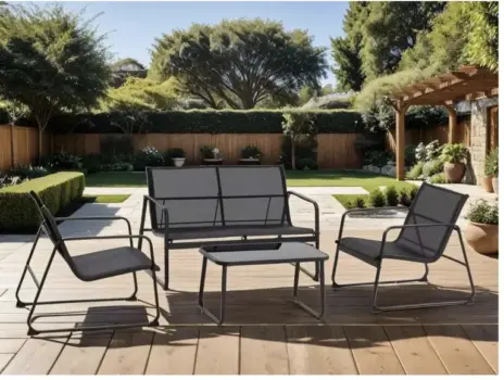 Conjunto de jardín con mesa, sofá y 2 sillas